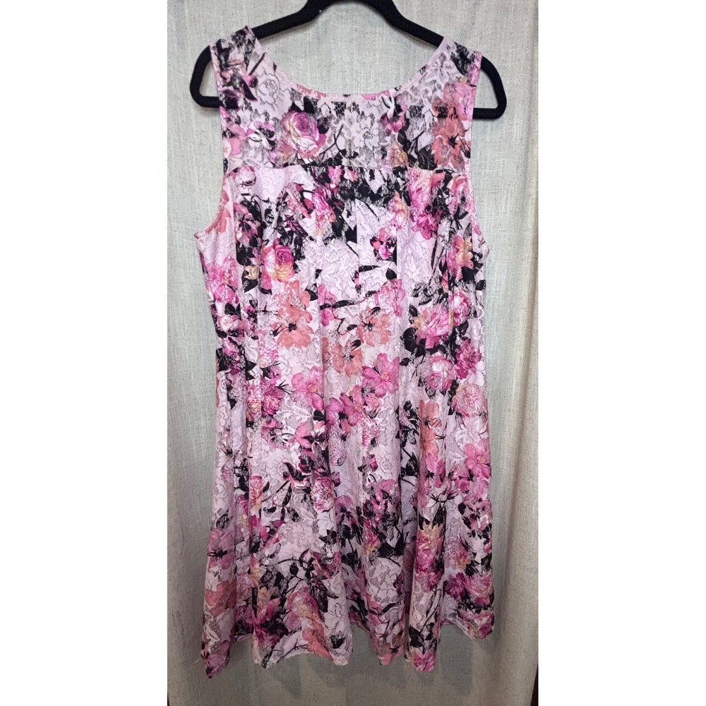 Lane Bryant Pink Floral Lace Fit & Flare Dress Sleeveless Plus Size 14/16 3075